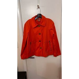 Tory Burch Women's Collared Long Sleeve Curtis Utility Jacket Orange Size 8